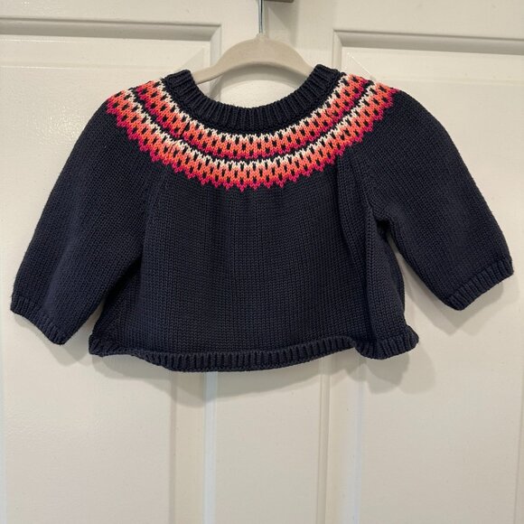Tea Collection Navy cropped sweater, Infant girls 6-9m - Picture 3 of 3